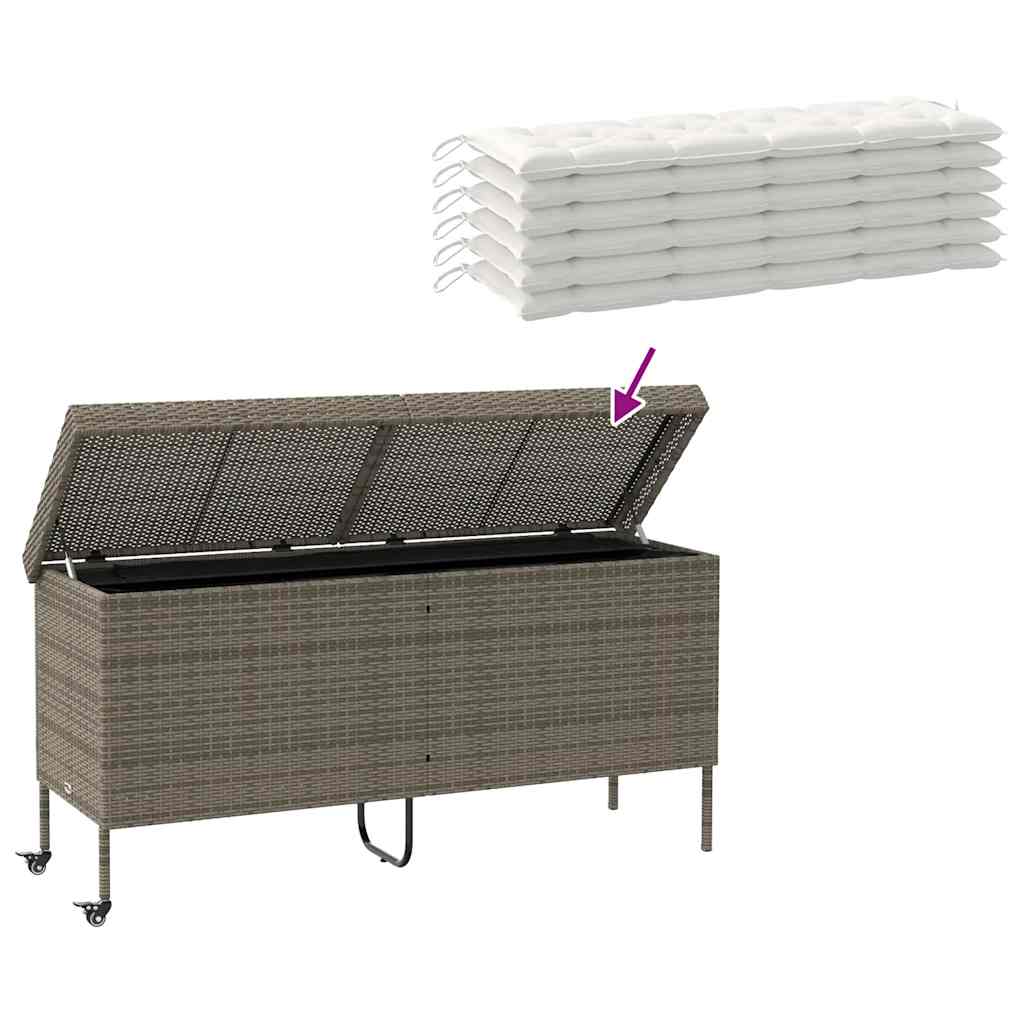 vidaXL Ladă depozitare de grădină cu roți, gri 160x55x75 cm poliratan vidaXL Ladă depozitare de grădină cu roți, gri 160x55x75 cm poliratan