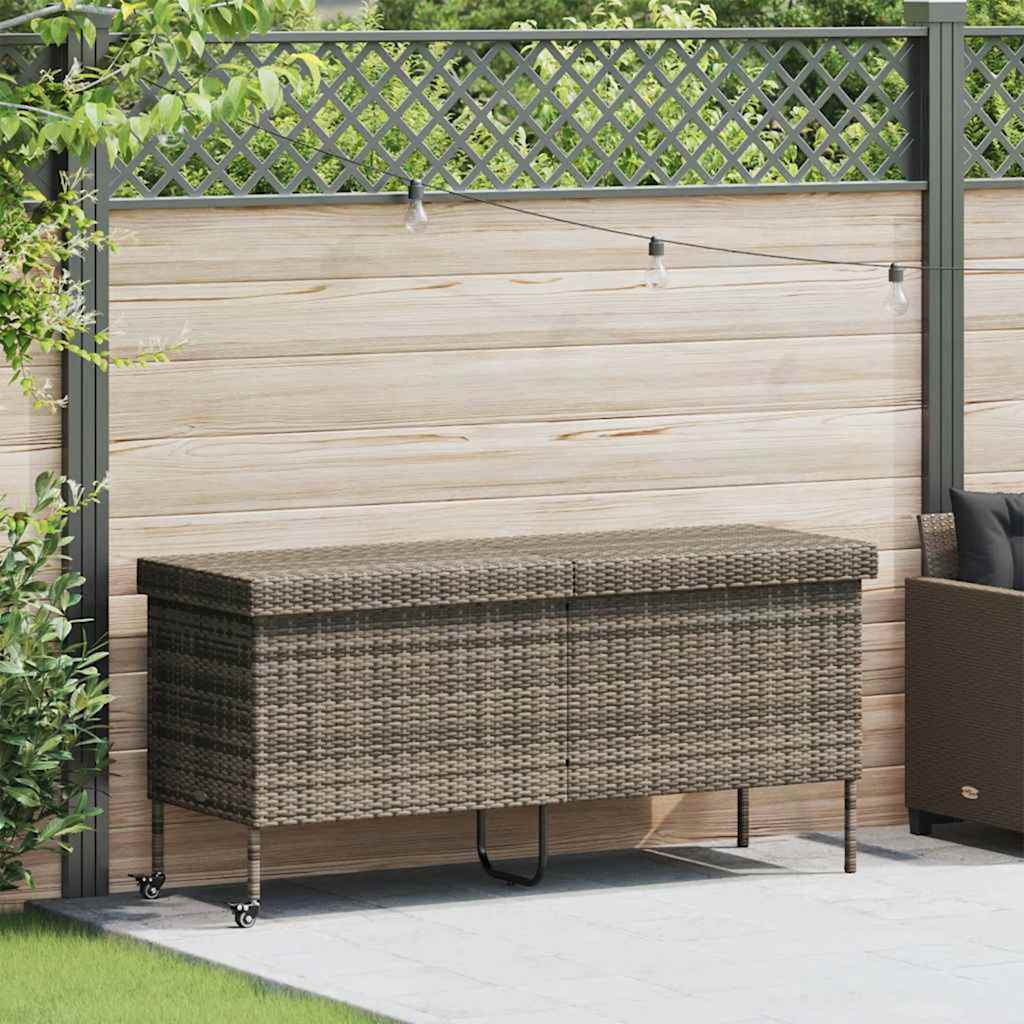 vidaXL Ladă depozitare de grădină cu roți, gri 160x55x75 cm poliratan vidaXL Ladă depozitare de grădină cu roți, gri 160x55x75 cm poliratan