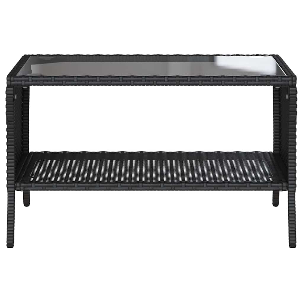 vidaXL Canapea de grădină cu 2 locuri perne și masă polirattan negru