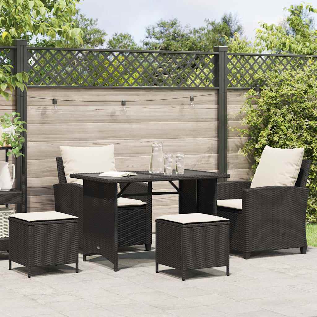 vidaXL Set mobilier de grădină cu perne, 4 piese, negru, poliratan vidaXL Set mobilier de grădină cu perne, 4 piese, negru, poliratan
