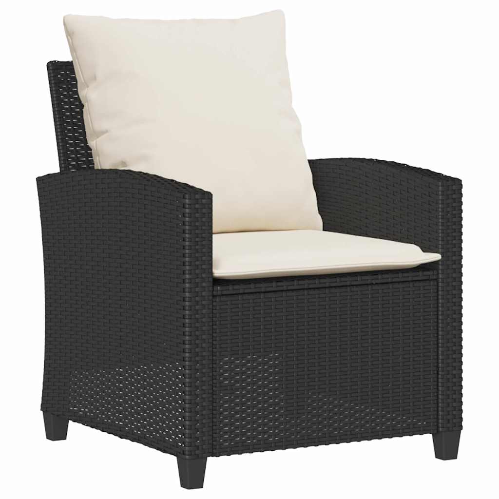 vidaXL Set mobilier de grădină cu perne, 4 piese, negru, poliratan vidaXL Set mobilier de grădină cu perne, 4 piese, negru, poliratan