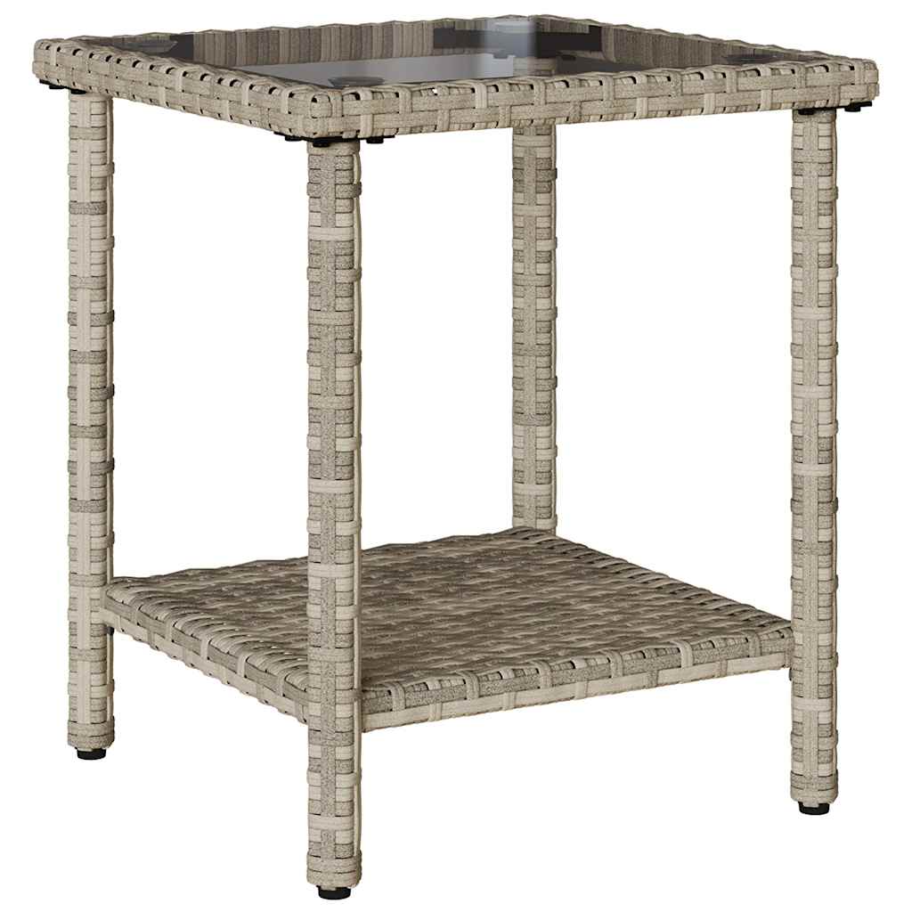 vidaXL Canapea de grădină cu masă și perne în formă de L gri deschis