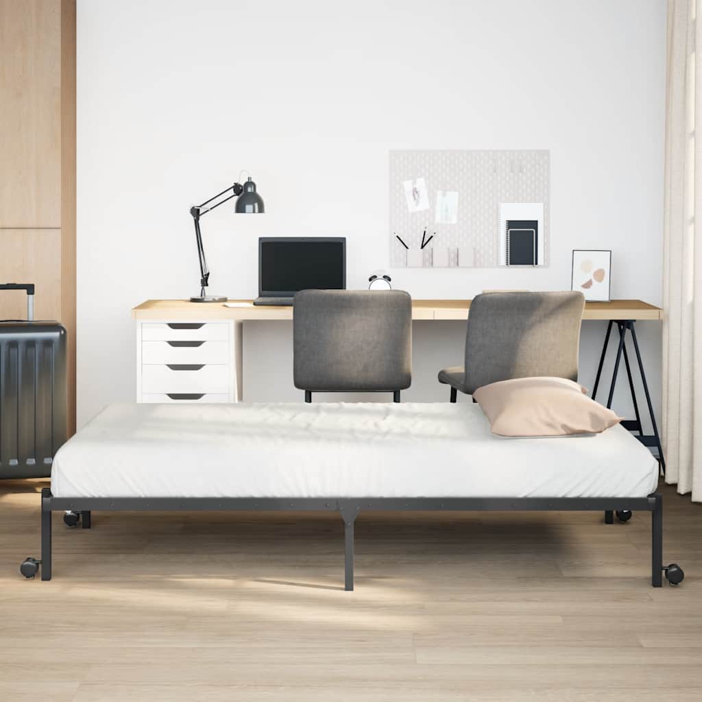 vidaXL Cadru de pat fără saltea pliabil negru 107x203 cm oțel vidaXL Cadru de pat fără saltea pliabil negru 107x203 cm oțel