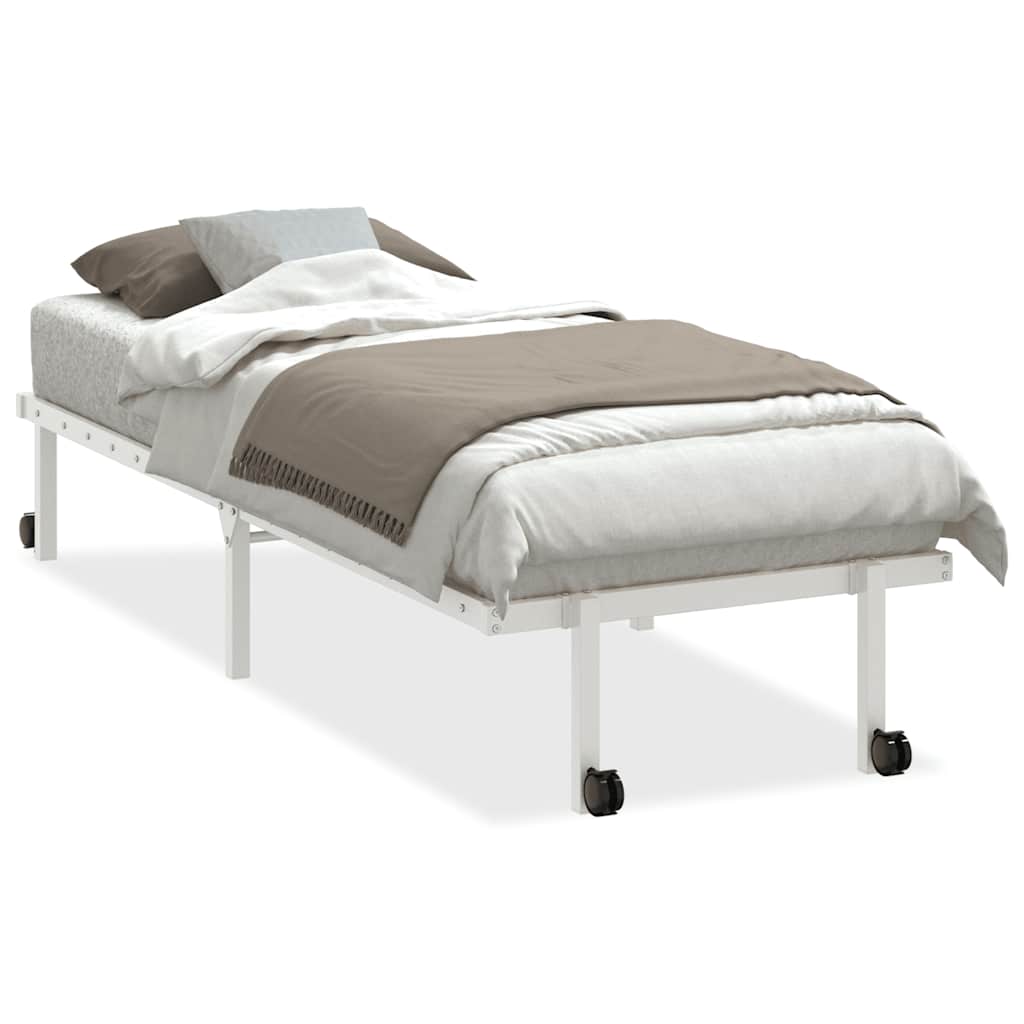 vidaXL Cadru de pat fără saltea pliabil alb 75x190 cm oțel