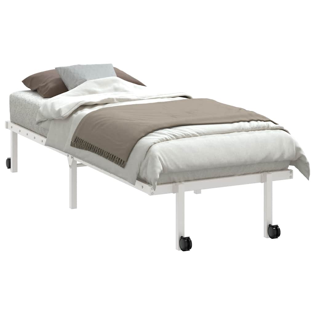 vidaXL Cadru de pat fără saltea pliabil alb 75x190 cm oțel