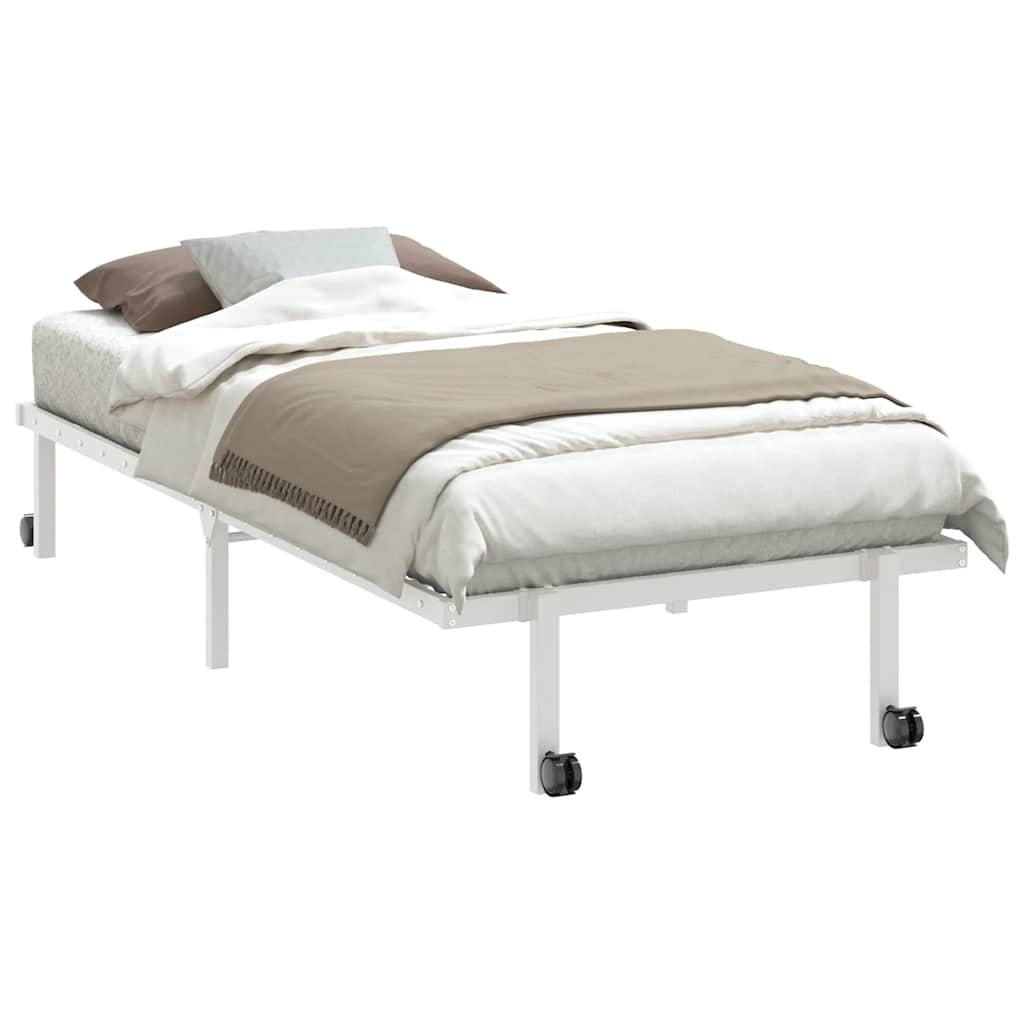 vidaXL Cadru de pat fără saltea pliabil alb 90x190 cm oțel