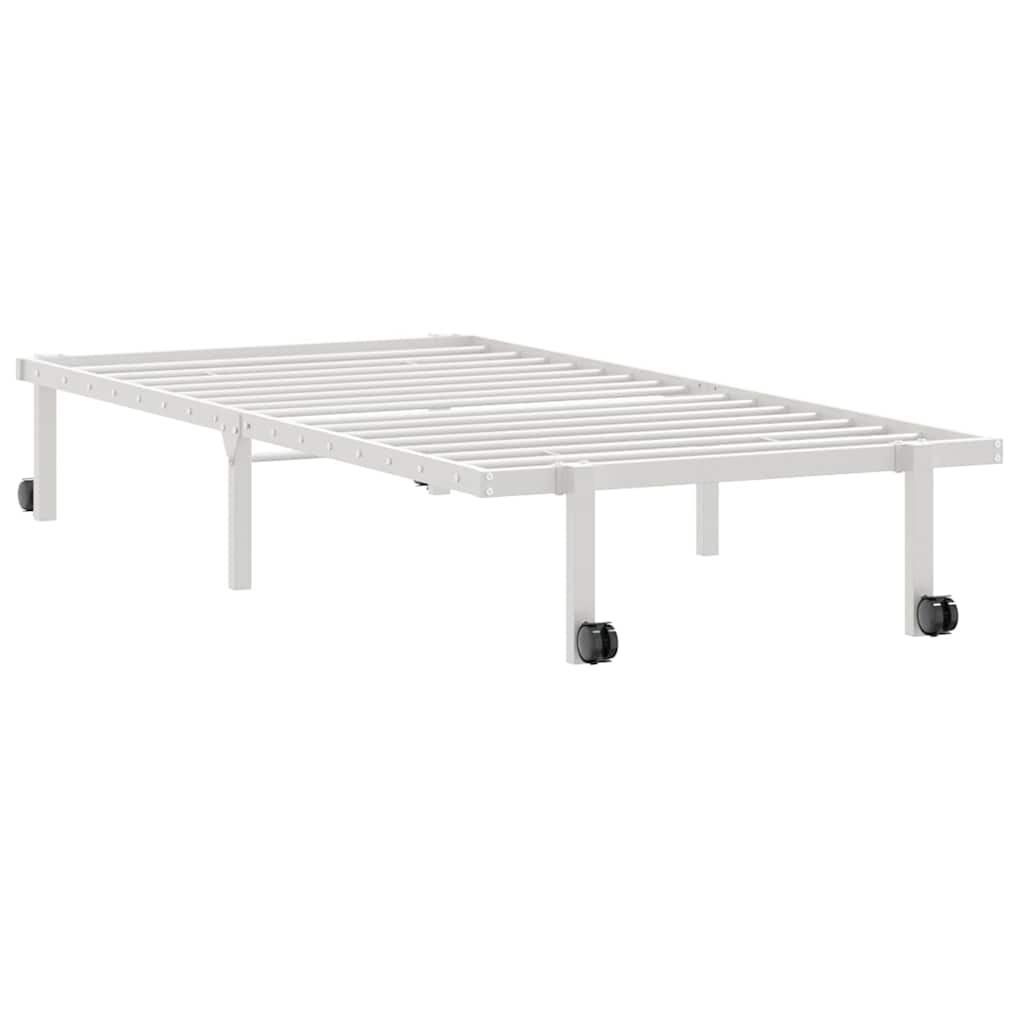 vidaXL Cadru de pat fără saltea pliabil alb 90x190 cm oțel