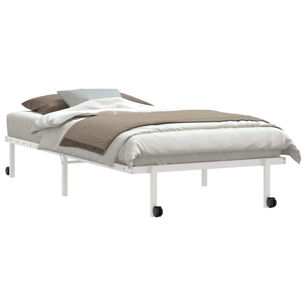 vidaXL Cadru de pat fără saltea pliabil alb 107x203 cm oțel