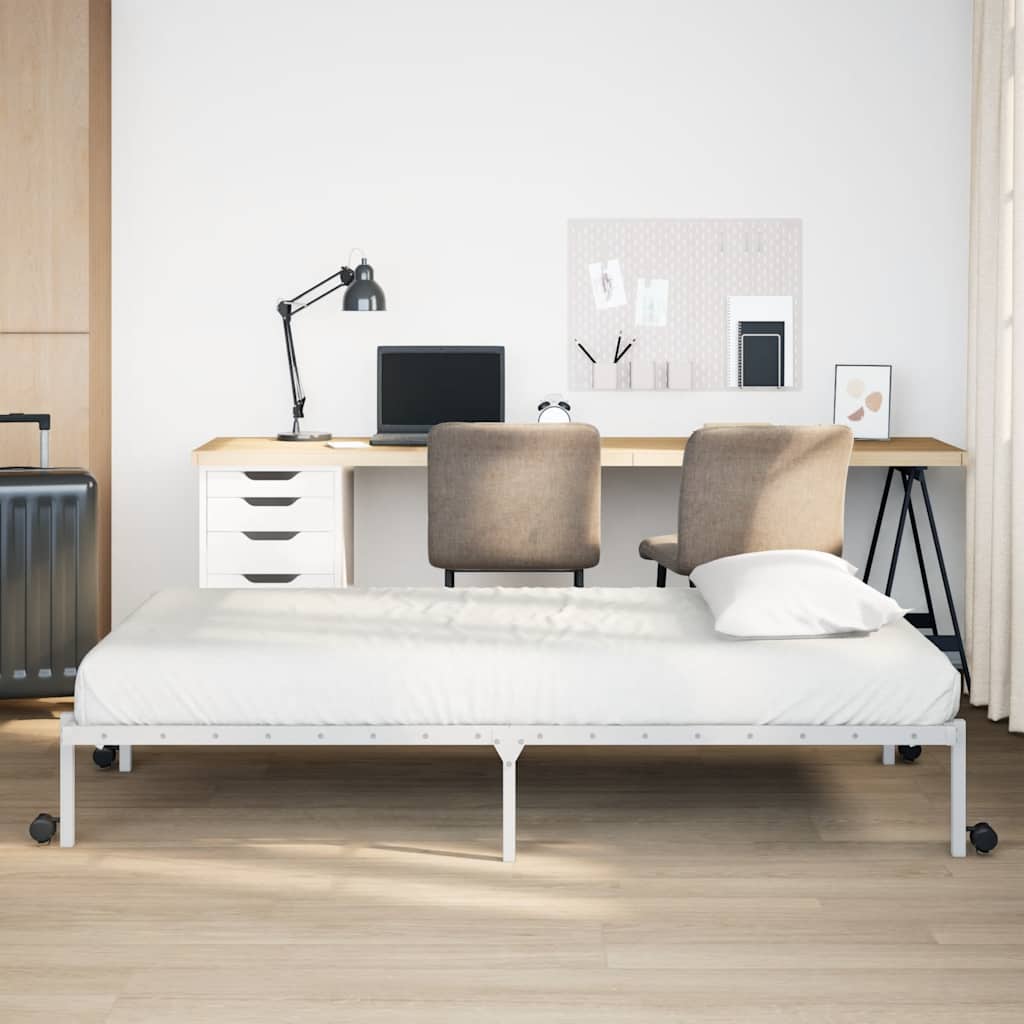 vidaXL Cadru de pat fără saltea pliabil alb 107x203 cm oțel