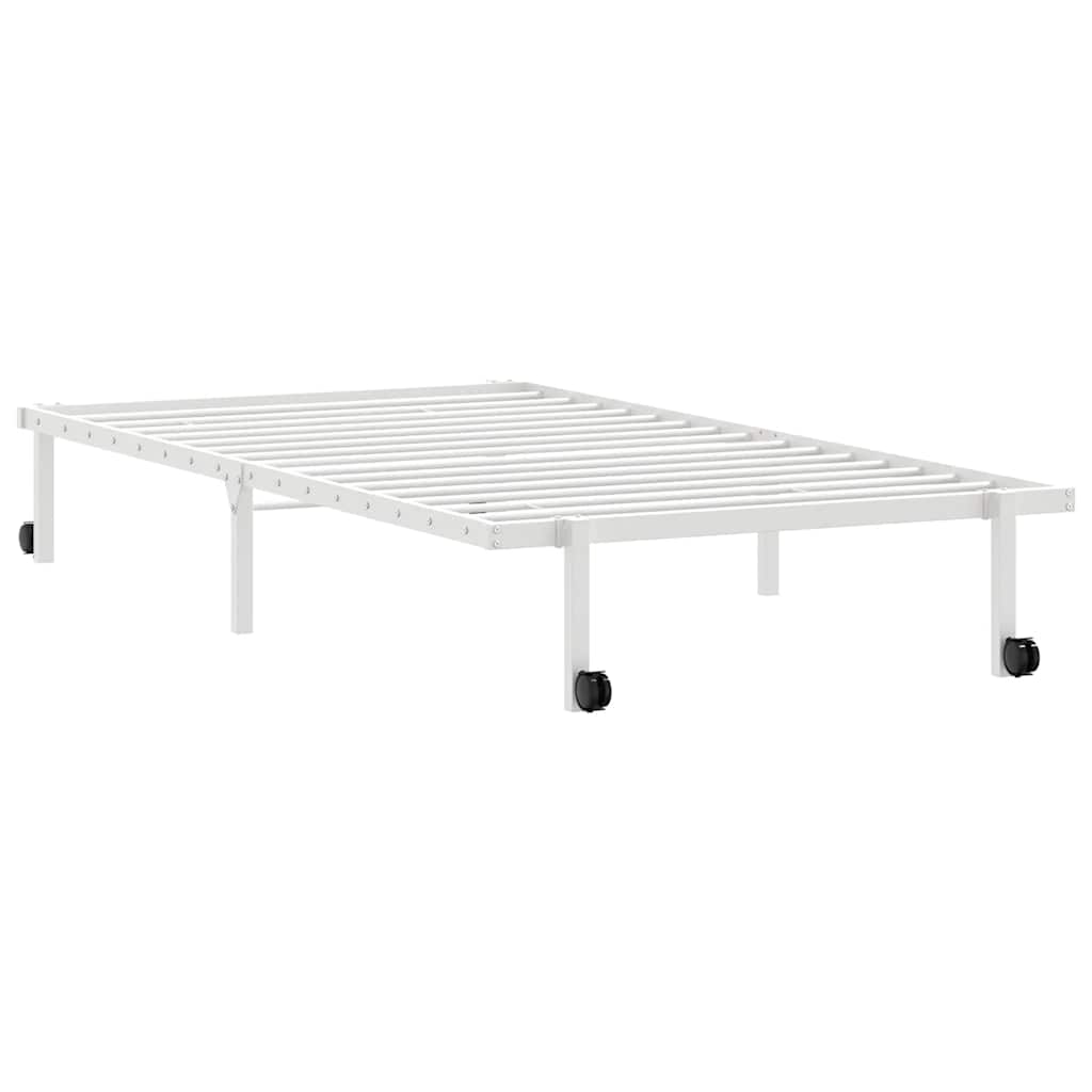vidaXL Cadru de pat fără saltea pliabil alb 107x203 cm oțel