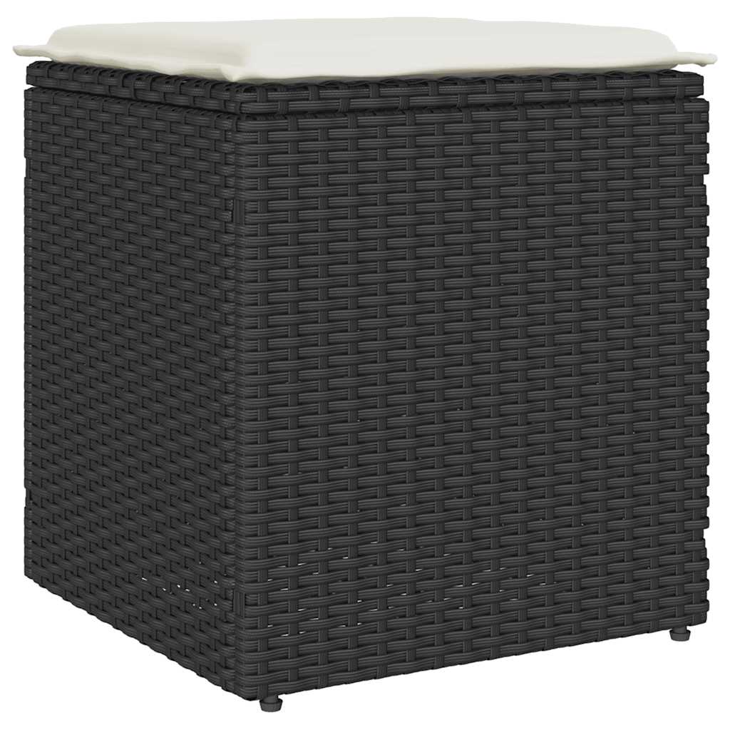 vidaXL Scaune de grădină cu perne 2 buc Negru 40x40x43 cm Poly Ratan vidaXL Scaune de grădină cu perne 2 buc Negru 40x40x43 cm Poly Ratan