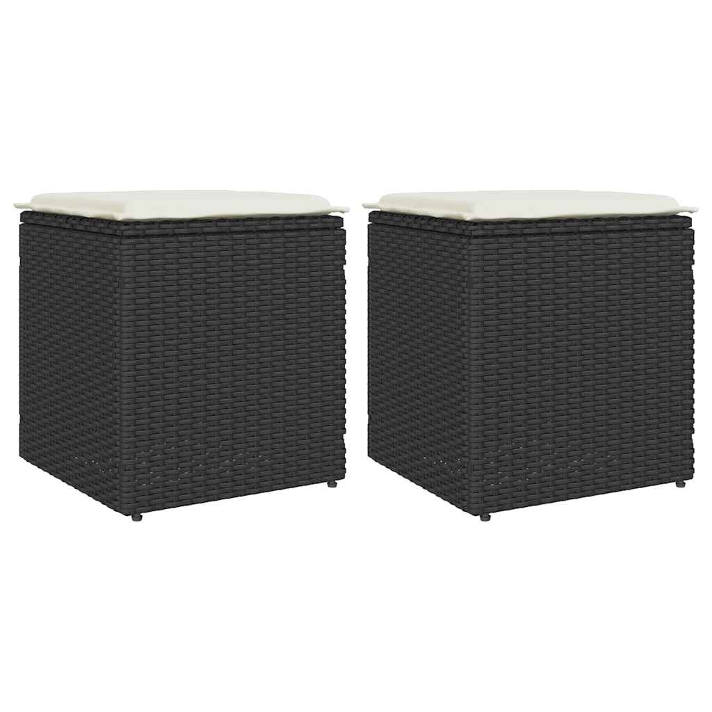 vidaXL Scaune de grădină cu perne 2 buc Negru 40x40x43 cm Poly Ratan vidaXL Scaune de grădină cu perne 2 buc Negru 40x40x43 cm Poly Ratan