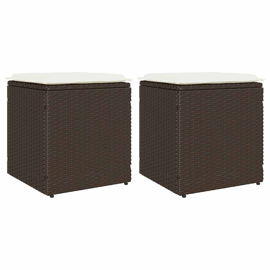 vidaXL Scaune de grădină cu perne 2 buc Maro 40x40x43 cm Poly Ratan vidaXL Scaune de grădină cu perne 2 buc Maro 40x40x43 cm Poly Ratan