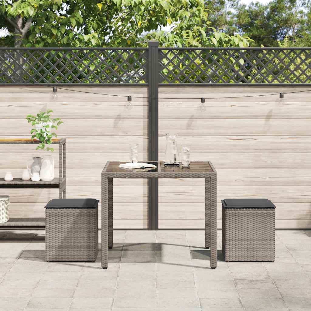 vidaXL Scaune de grădină cu perne 2 buc Gri 40x40x43 cm Poly Ratan vidaXL Scaune de grădină cu perne 2 buc Gri 40x40x43 cm Poly Ratan