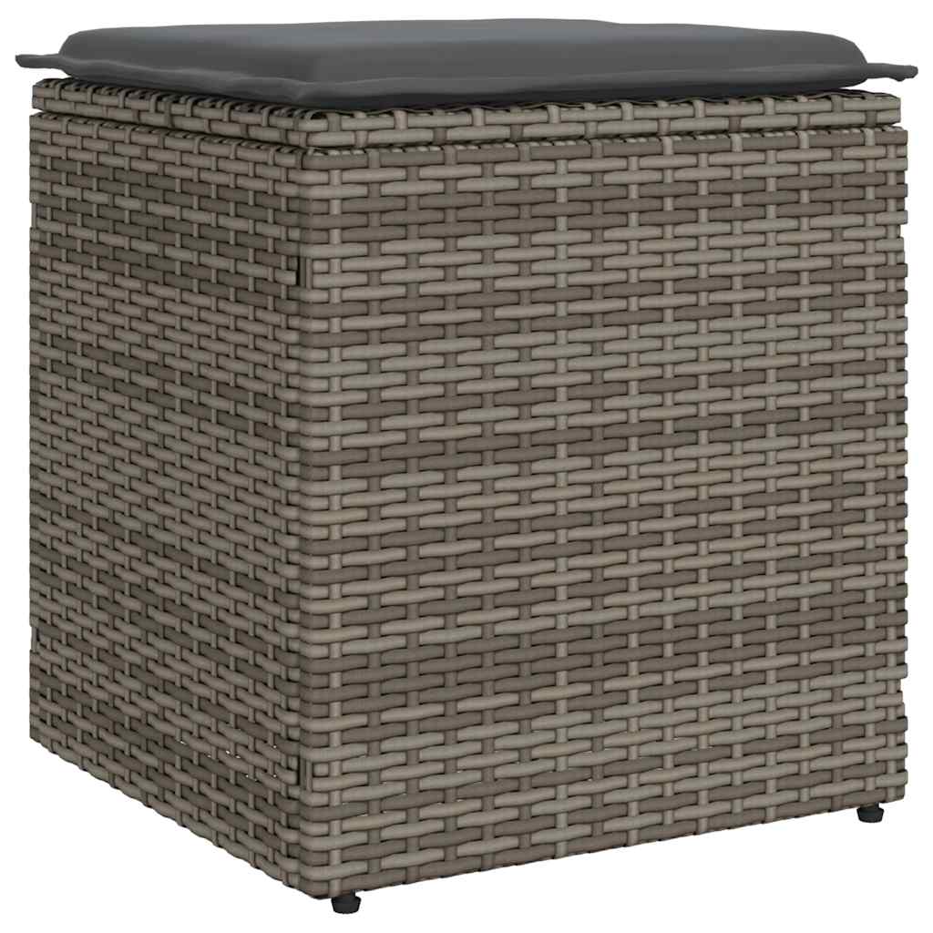 vidaXL Scaune de grădină cu perne 2 buc Gri 40x40x43 cm Poly Ratan vidaXL Scaune de grădină cu perne 2 buc Gri 40x40x43 cm Poly Ratan