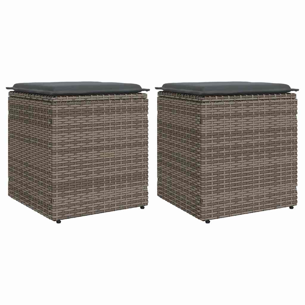 vidaXL Scaune de grădină cu perne 2 buc Gri 40x40x43 cm Poly Ratan vidaXL Scaune de grădină cu perne 2 buc Gri 40x40x43 cm Poly Ratan