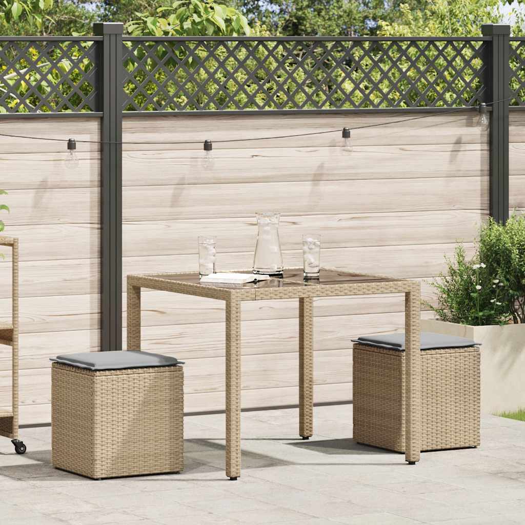 vidaXL Scaune de grădină cu perne 2 buc Bej 40x40x43 cm Poly Ratan vidaXL Scaune de grădină cu perne 2 buc Bej 40x40x43 cm Poly Ratan