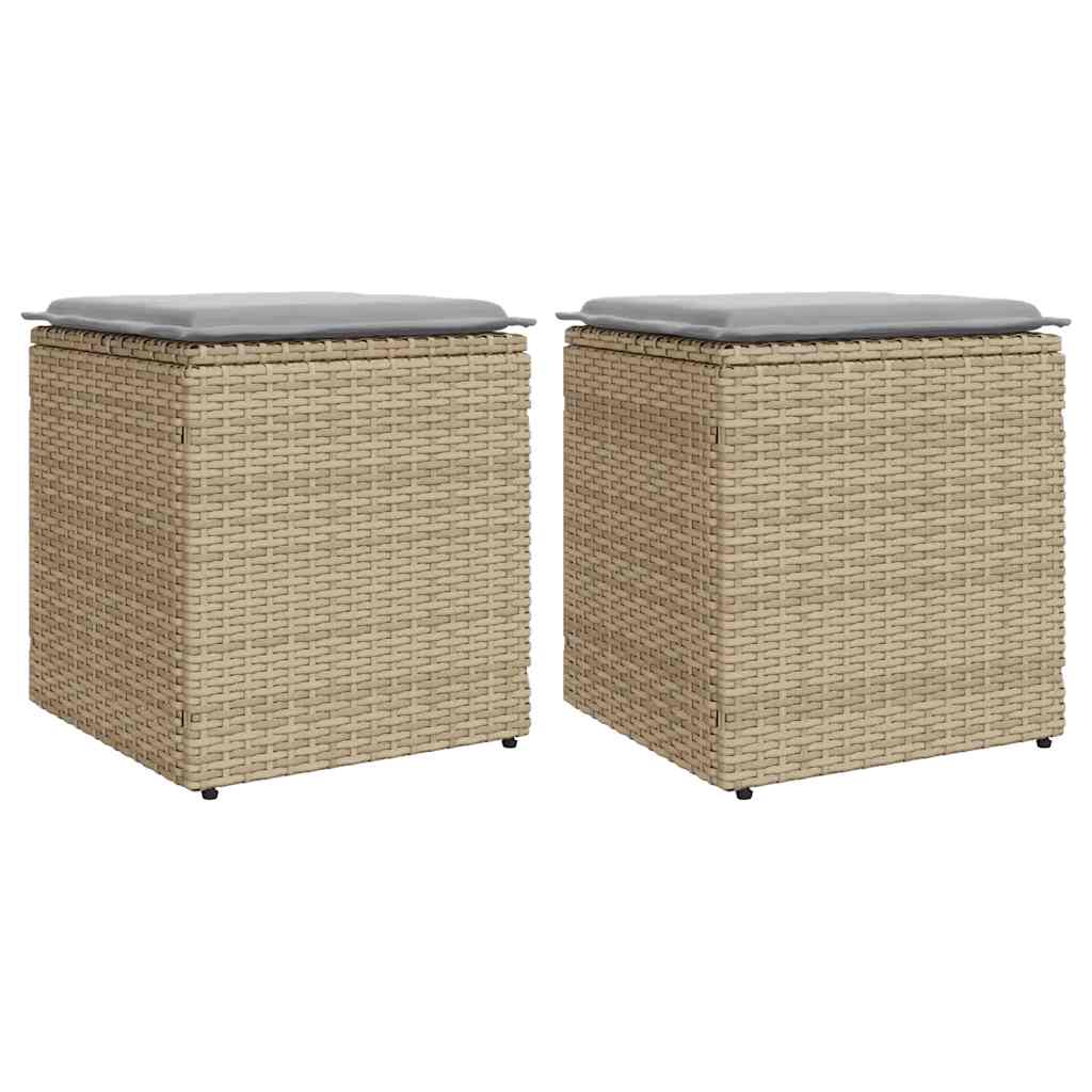 vidaXL Scaune de grădină cu perne 2 buc Bej 40x40x43 cm Poly Ratan vidaXL Scaune de grădină cu perne 2 buc Bej 40x40x43 cm Poly Ratan