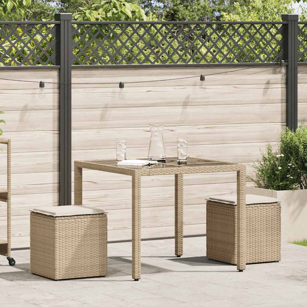 vidaXL Scaune de grădină cu perne 2 buc Bej 40x40x43 cm Poly Ratan vidaXL Scaune de grădină cu perne 2 buc Bej 40x40x43 cm Poly Ratan