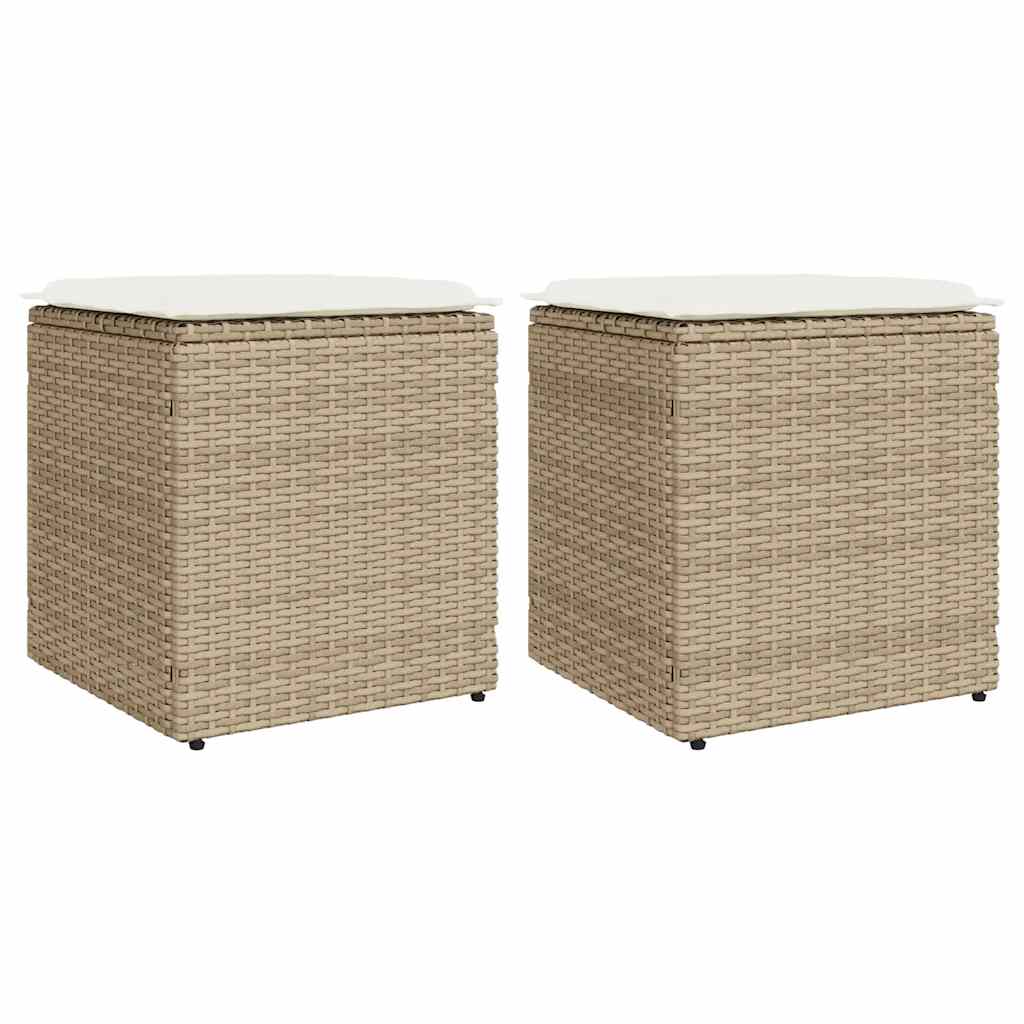 vidaXL Scaune de grădină cu perne 2 buc Bej 40x40x43 cm Poly Ratan vidaXL Scaune de grădină cu perne 2 buc Bej 40x40x43 cm Poly Ratan