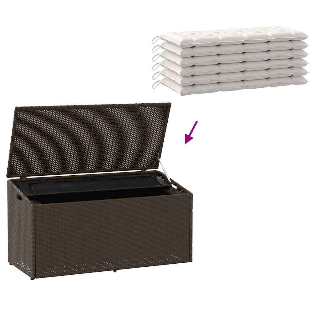 vidaXL Cutie de depozitare de grădină maro 110x50x58 cm polirattan