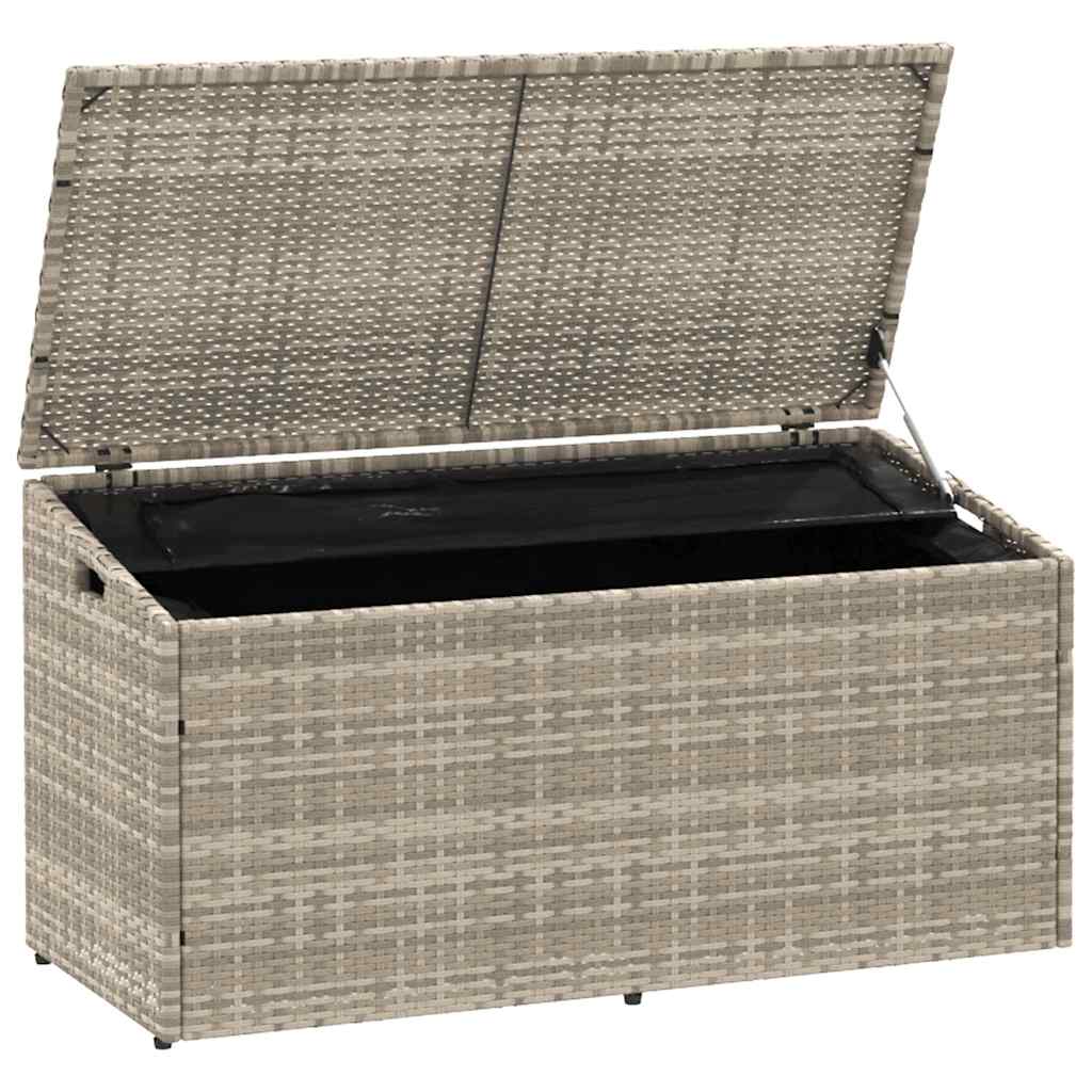 vidaXL Cutie de depozitare grădină gri deschis 110x50x58 cm polirattan
