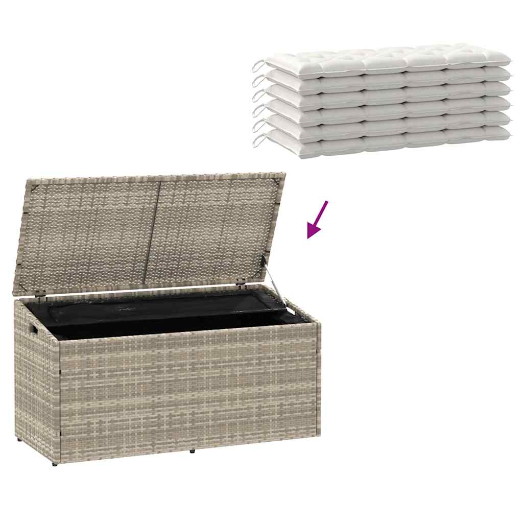 vidaXL Cutie de depozitare grădină gri deschis 110x50x58 cm polirattan