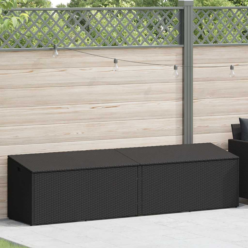 vidaXL Ladă de depozitare de grădină, negru, 220x50x58 cm, poliratan vidaXL Ladă de depozitare de grădină, negru, 220x50x58 cm, poliratan