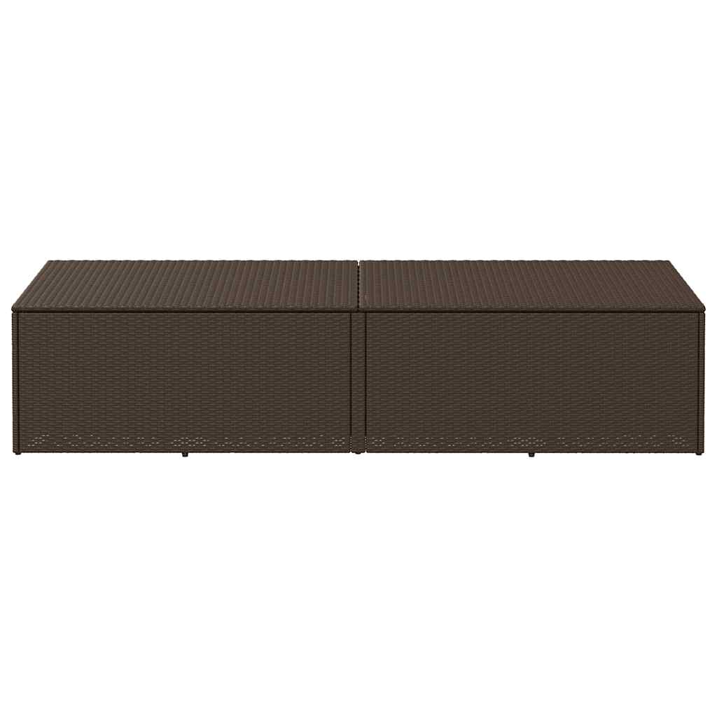 vidaXL Cutie de depozitare de grădină maro 220x50x58 cm Poly Ratan vidaXL Cutie de depozitare de grădină maro 220x50x58 cm Poly Ratan