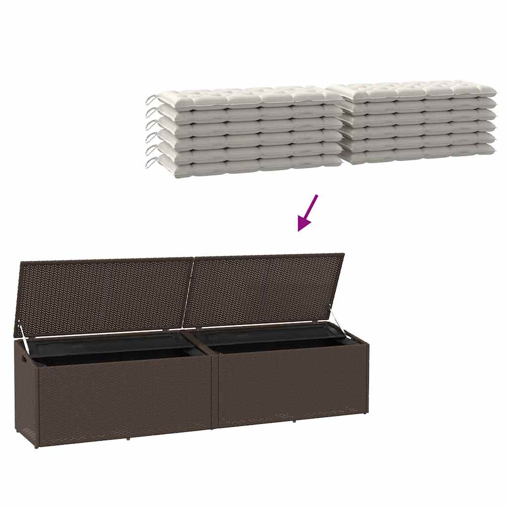 vidaXL Cutie de depozitare de grădină maro 220x50x58 cm Poly Ratan vidaXL Cutie de depozitare de grădină maro 220x50x58 cm Poly Ratan