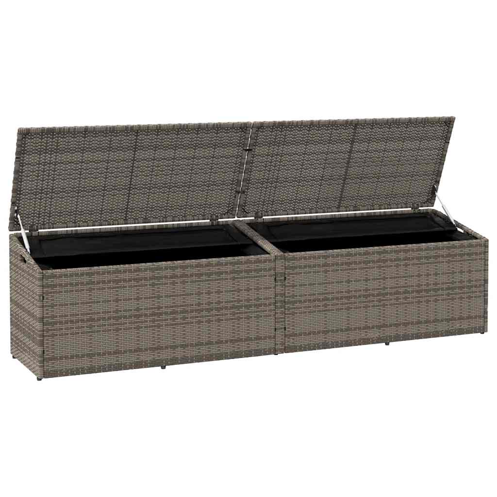 vidaXL Cutie de depozitare de grădină gri 220x50x58 cm Poly Ratan vidaXL Cutie de depozitare de grădină gri 220x50x58 cm Poly Ratan