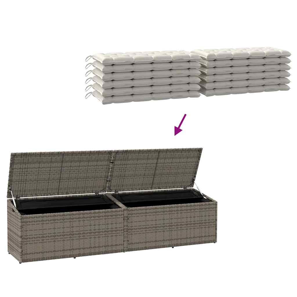 vidaXL Cutie de depozitare de grădină gri 220x50x58 cm Poly Ratan vidaXL Cutie de depozitare de grădină gri 220x50x58 cm Poly Ratan
