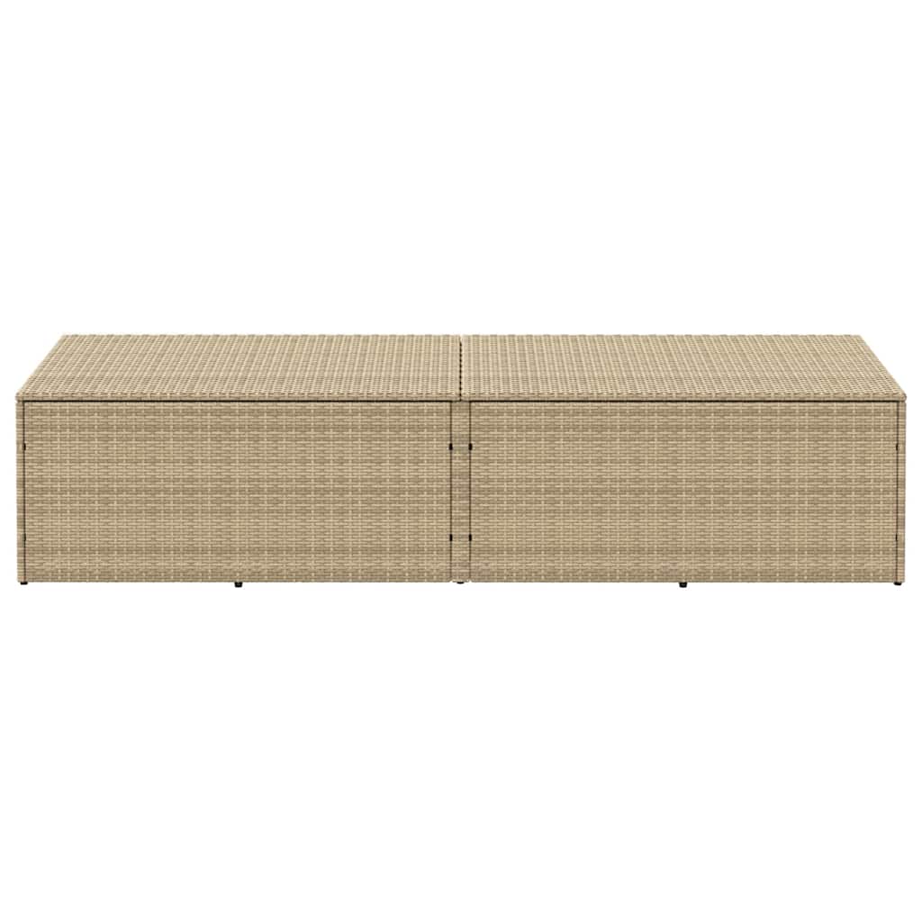 vidaXL Cutie de depozitare de grădină Bej 220x50x58 cm Poly Ratan vidaXL Cutie de depozitare de grădină Bej 220x50x58 cm Poly Ratan