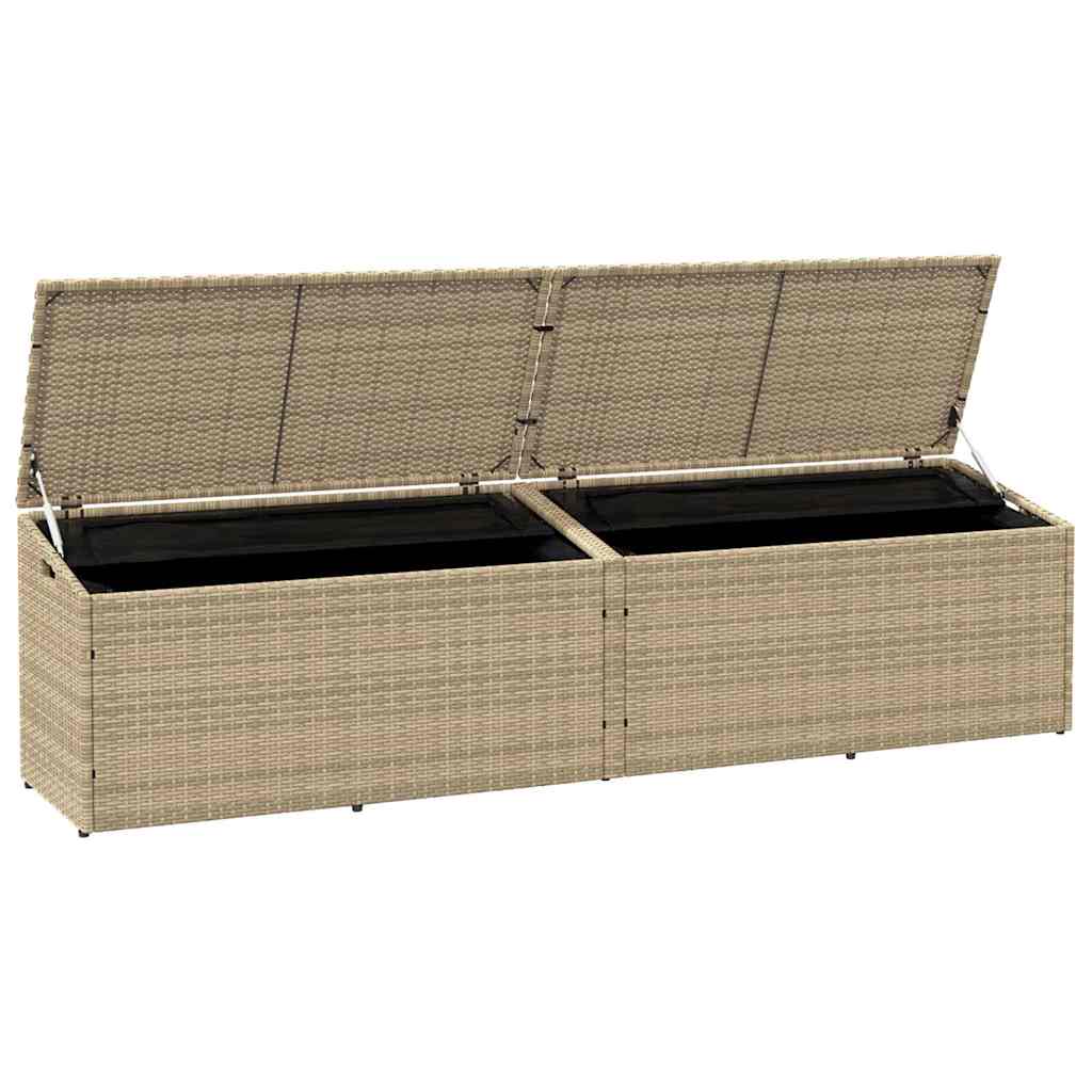 vidaXL Cutie de depozitare de grădină Bej 220x50x58 cm Poly Ratan vidaXL Cutie de depozitare de grădină Bej 220x50x58 cm Poly Ratan