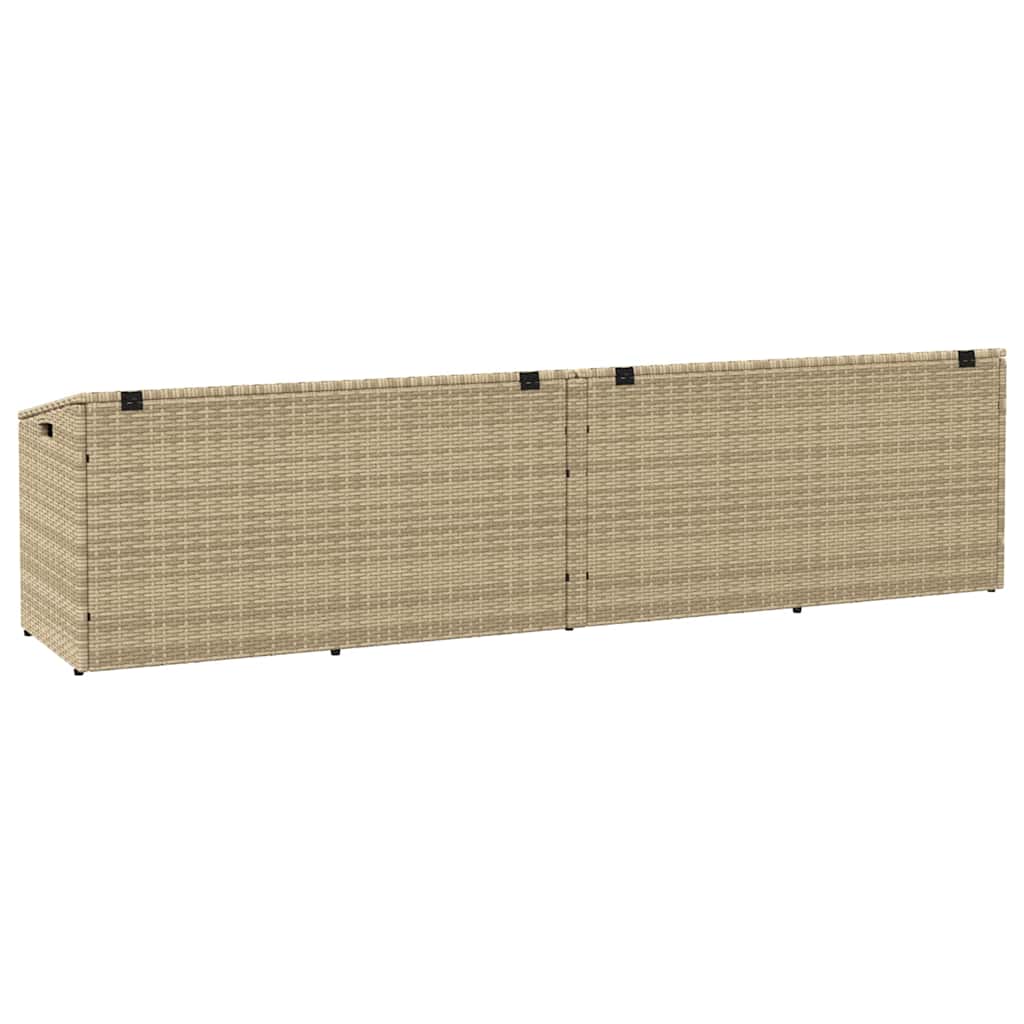 vidaXL Cutie de depozitare de grădină Bej 220x50x58 cm Poly Ratan vidaXL Cutie de depozitare de grădină Bej 220x50x58 cm Poly Ratan