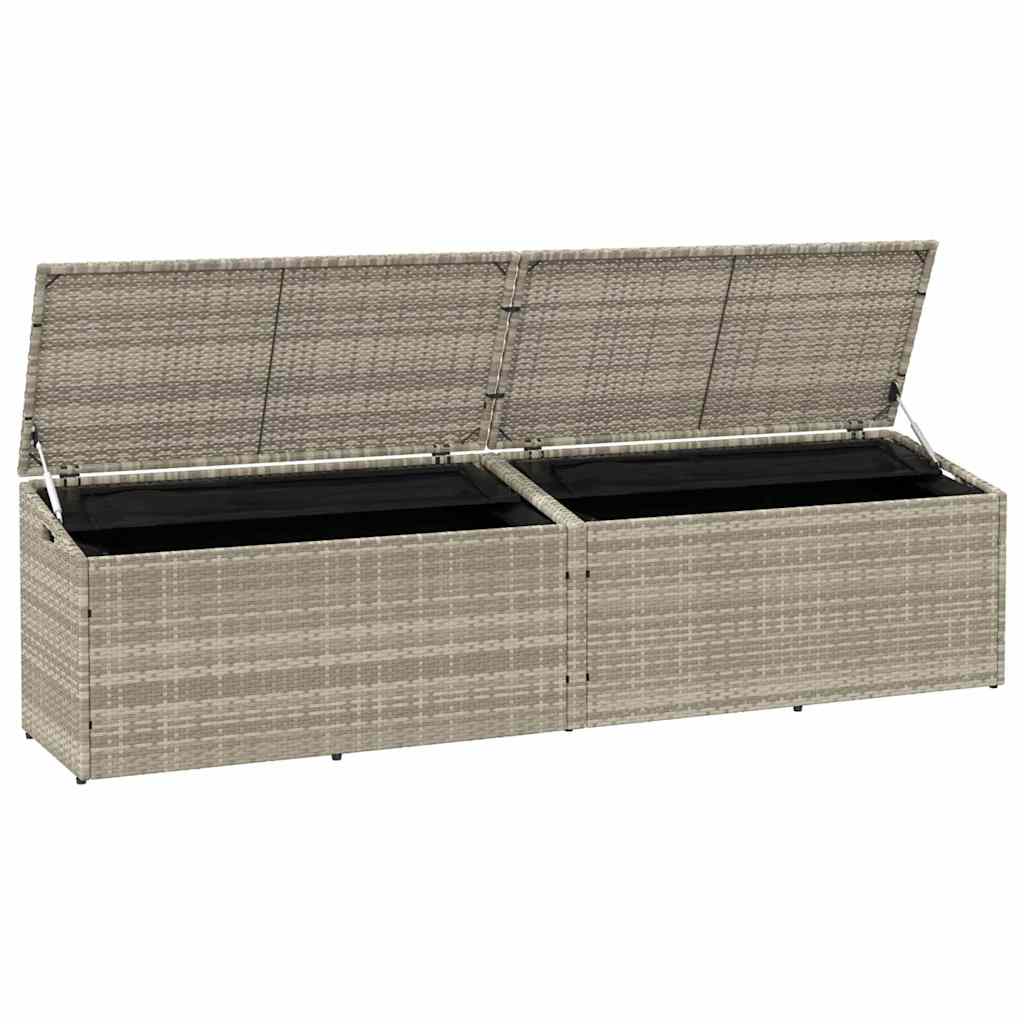 vidaXL Cutie de depozitare grădină gri deschis 220x50x58 cm Poly Ratan vidaXL Cutie de depozitare grădină gri deschis 220x50x58 cm Poly Ratan