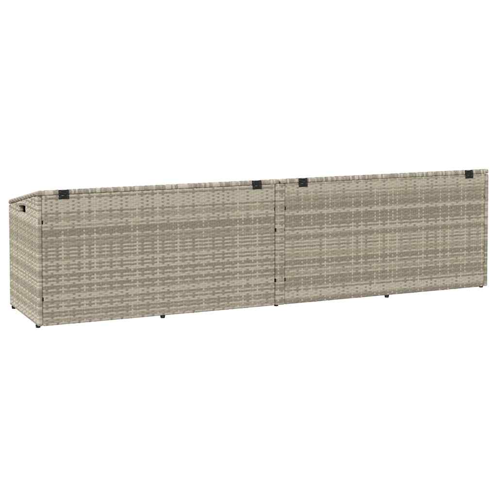vidaXL Cutie de depozitare grădină gri deschis 220x50x58 cm Poly Ratan vidaXL Cutie de depozitare grădină gri deschis 220x50x58 cm Poly Ratan