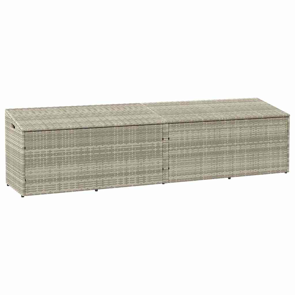 vidaXL Cutie de depozitare grădină gri deschis 220x50x58 cm Poly Ratan vidaXL Cutie de depozitare grădină gri deschis 220x50x58 cm Poly Ratan