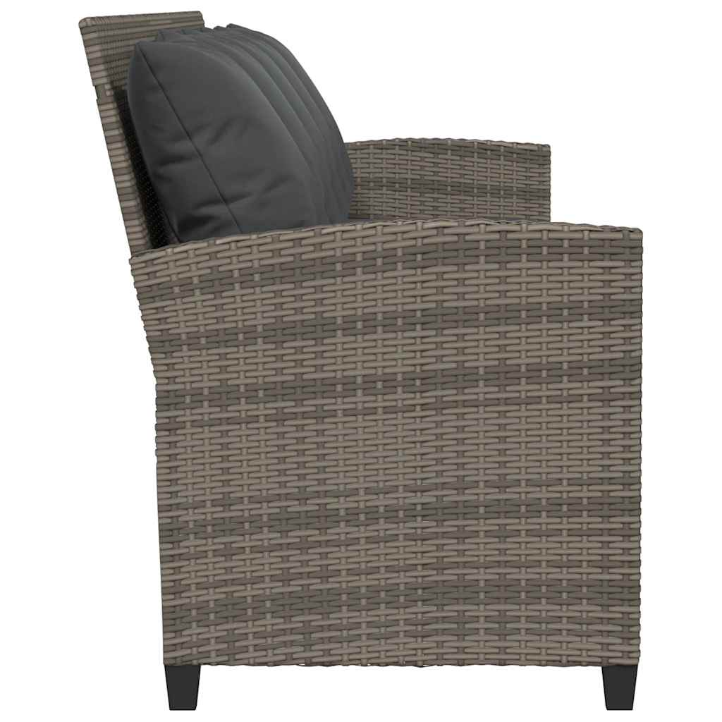 vidaXL Canapea de grădină cu 5 locuri cu perne din polirattan gri