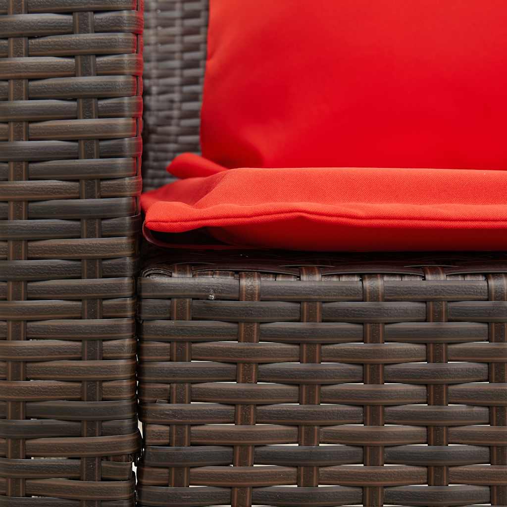 vidaXL Canapea de grădină cu 5 locuri cu perne din polirattan maro