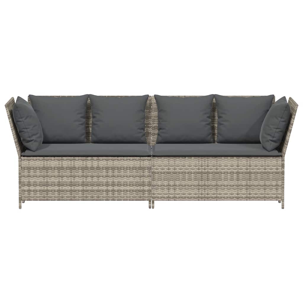 vidaXL Canapea de grădină cu perne din polirattan gri deschis