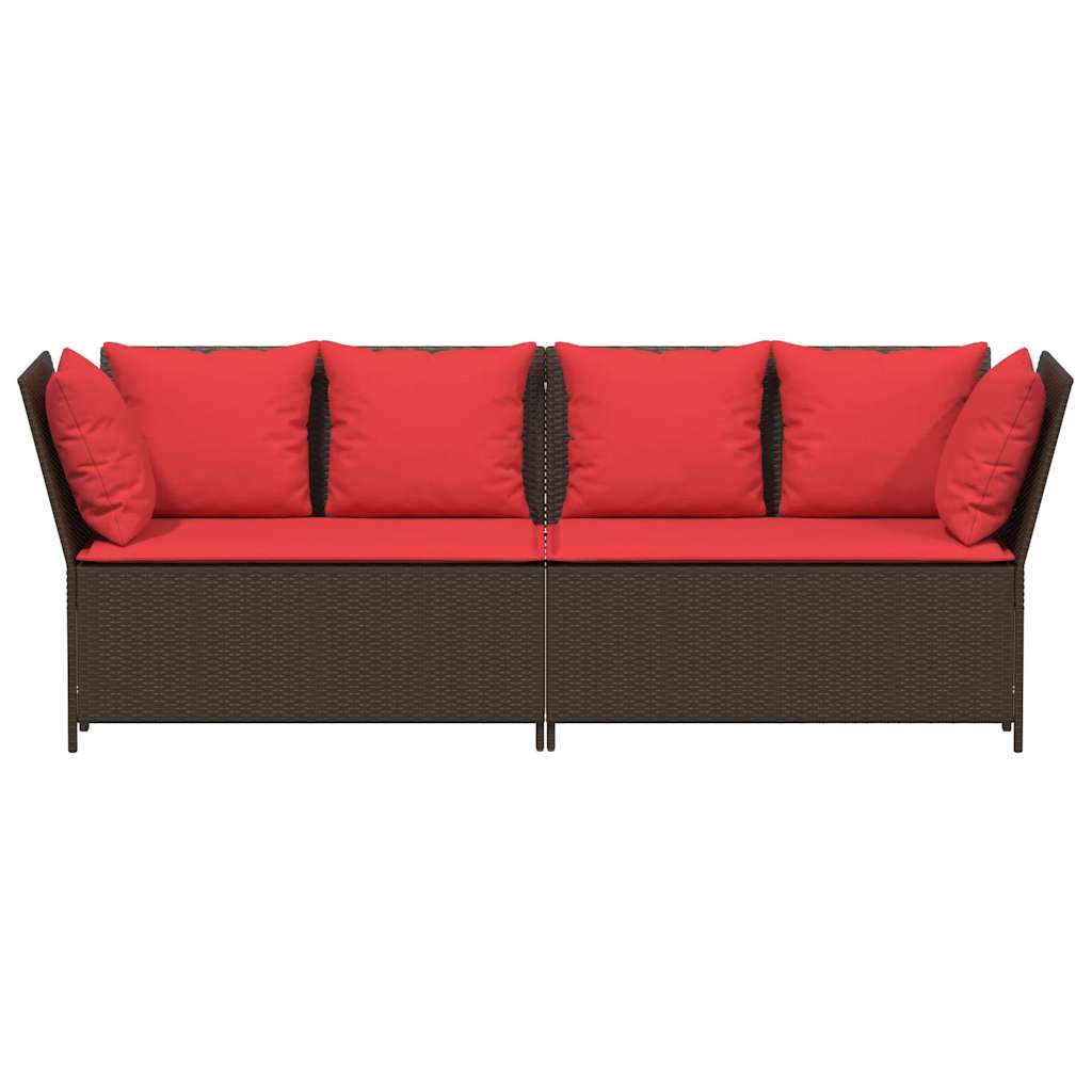 vidaXL Canapea de grădină cu perne din polirattan maro