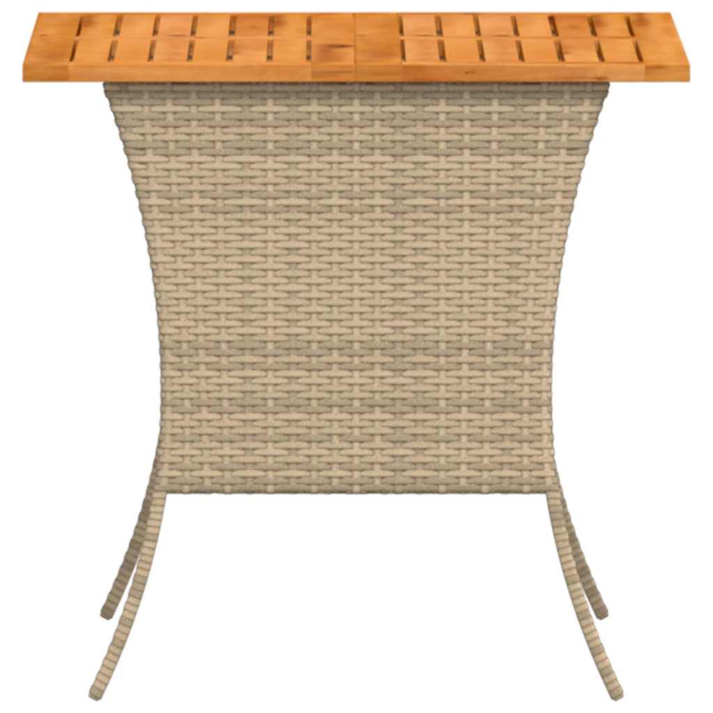 vidaXL Masă de grădină cu blat din lemn de salcâm Bej Poly Rattan vidaXL Masă de grădină cu blat din lemn de salcâm Bej Poly Rattan