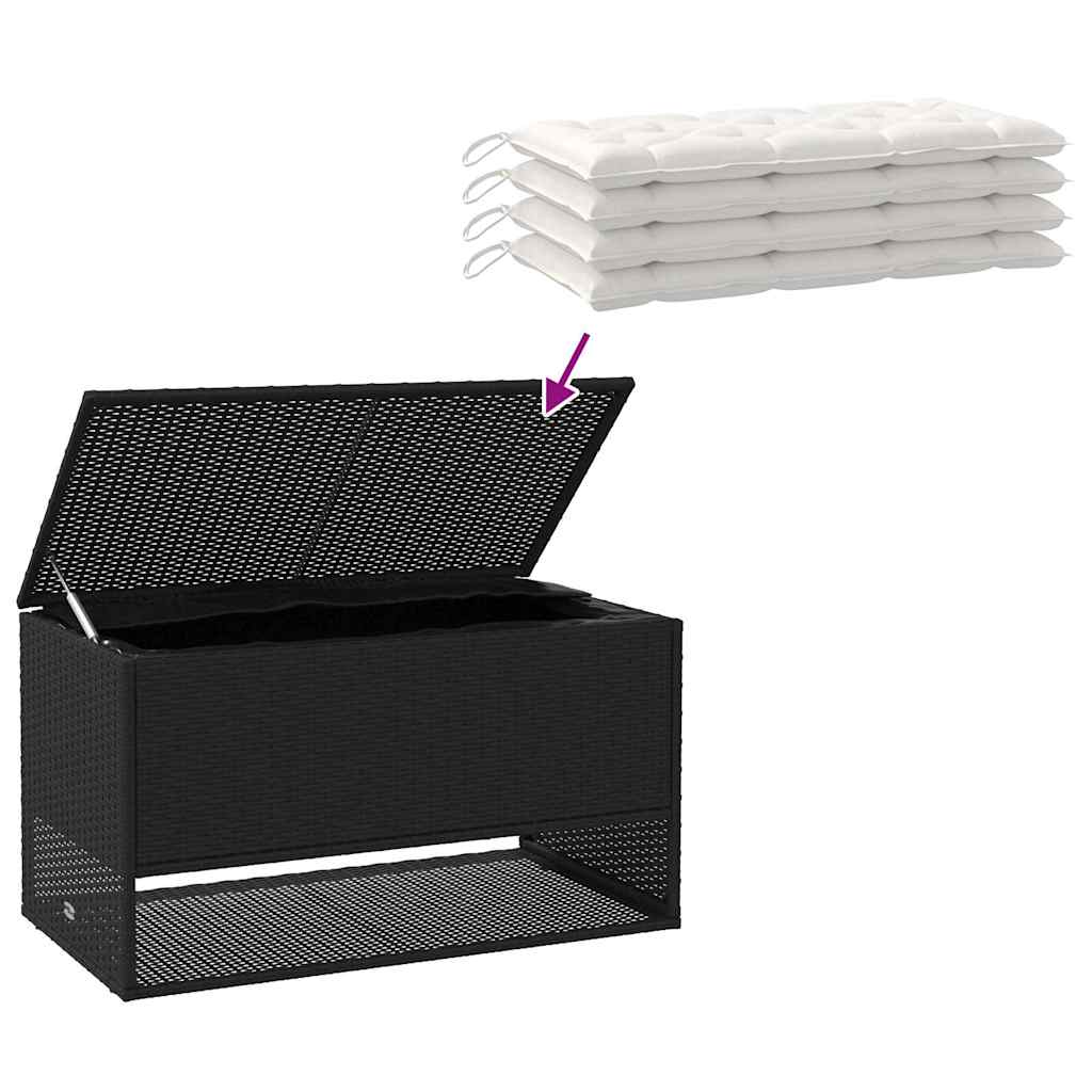 vidaXL Cutie de perne de exterior Negru 100x55x55,5 cm Poly Rattan vidaXL Cutie de perne de exterior Negru 100x55x55,5 cm Poly Rattan