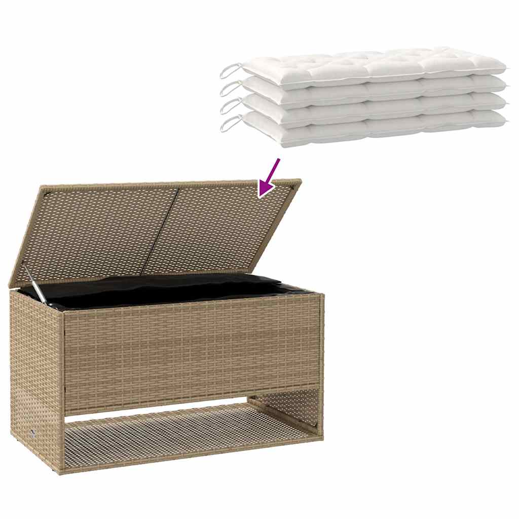 vidaXL Cutie de perne de exterior Bej 100x55x55,5 cm Poly Rattan vidaXL Cutie de perne de exterior Bej 100x55x55,5 cm Poly Rattan