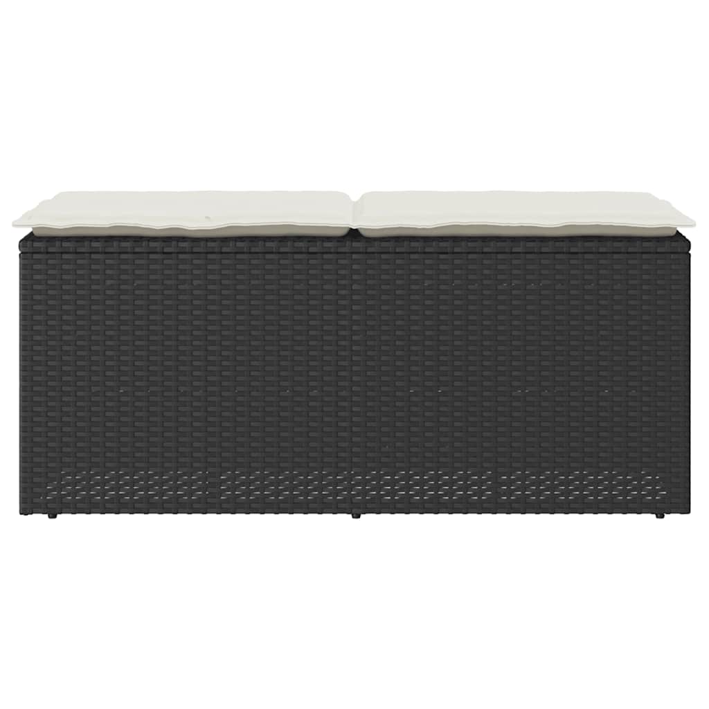 vidaXL Bancă de grădină cu pernă, negru, 110x50x58 cm, poliratan vidaXL Bancă de grădină cu pernă, negru, 110x50x58 cm, poliratan