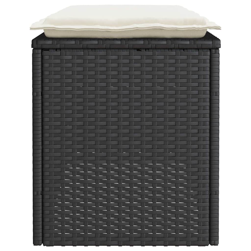 vidaXL Bancă de grădină cu pernă, negru, 110x50x58 cm, poliratan vidaXL Bancă de grădină cu pernă, negru, 110x50x58 cm, poliratan