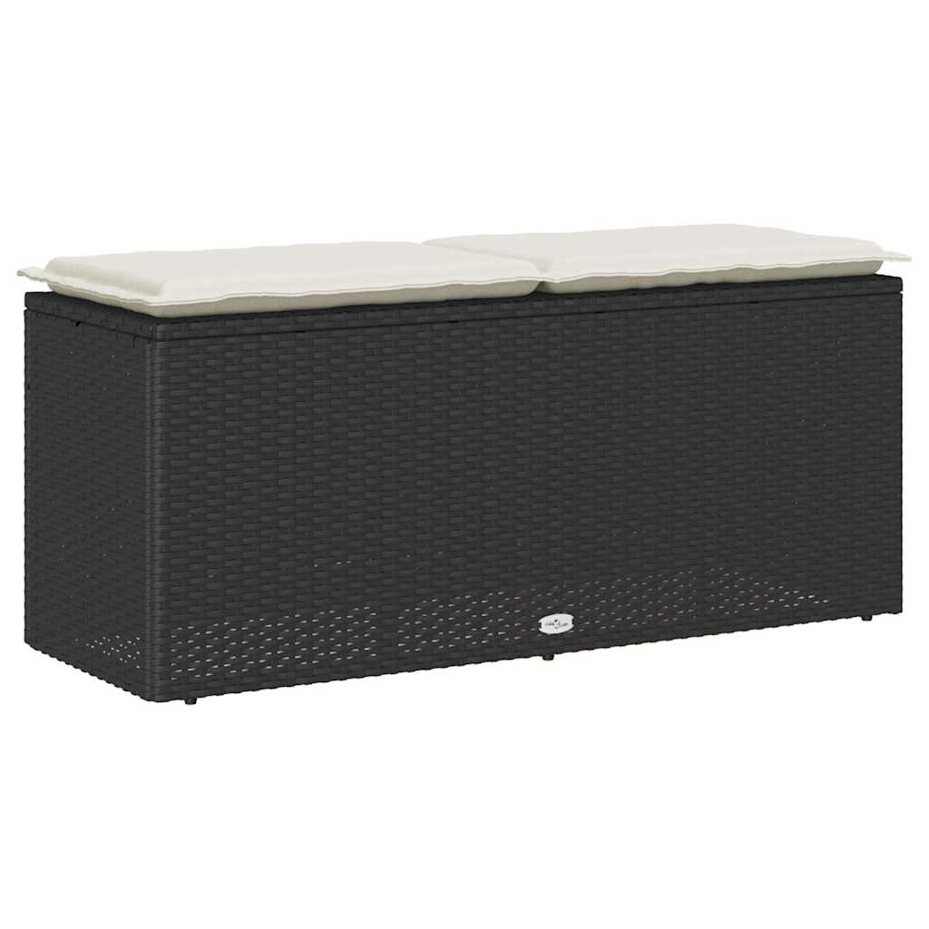 vidaXL Bancă de grădină cu pernă, negru, 110x50x58 cm, poliratan vidaXL Bancă de grădină cu pernă, negru, 110x50x58 cm, poliratan