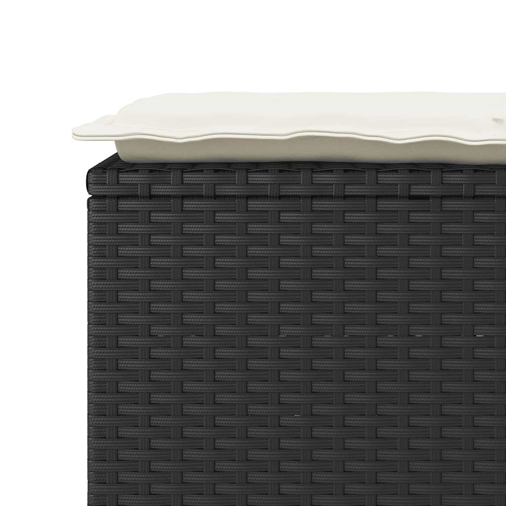 vidaXL Bancă de grădină cu pernă, negru, 110x50x58 cm, poliratan vidaXL Bancă de grădină cu pernă, negru, 110x50x58 cm, poliratan