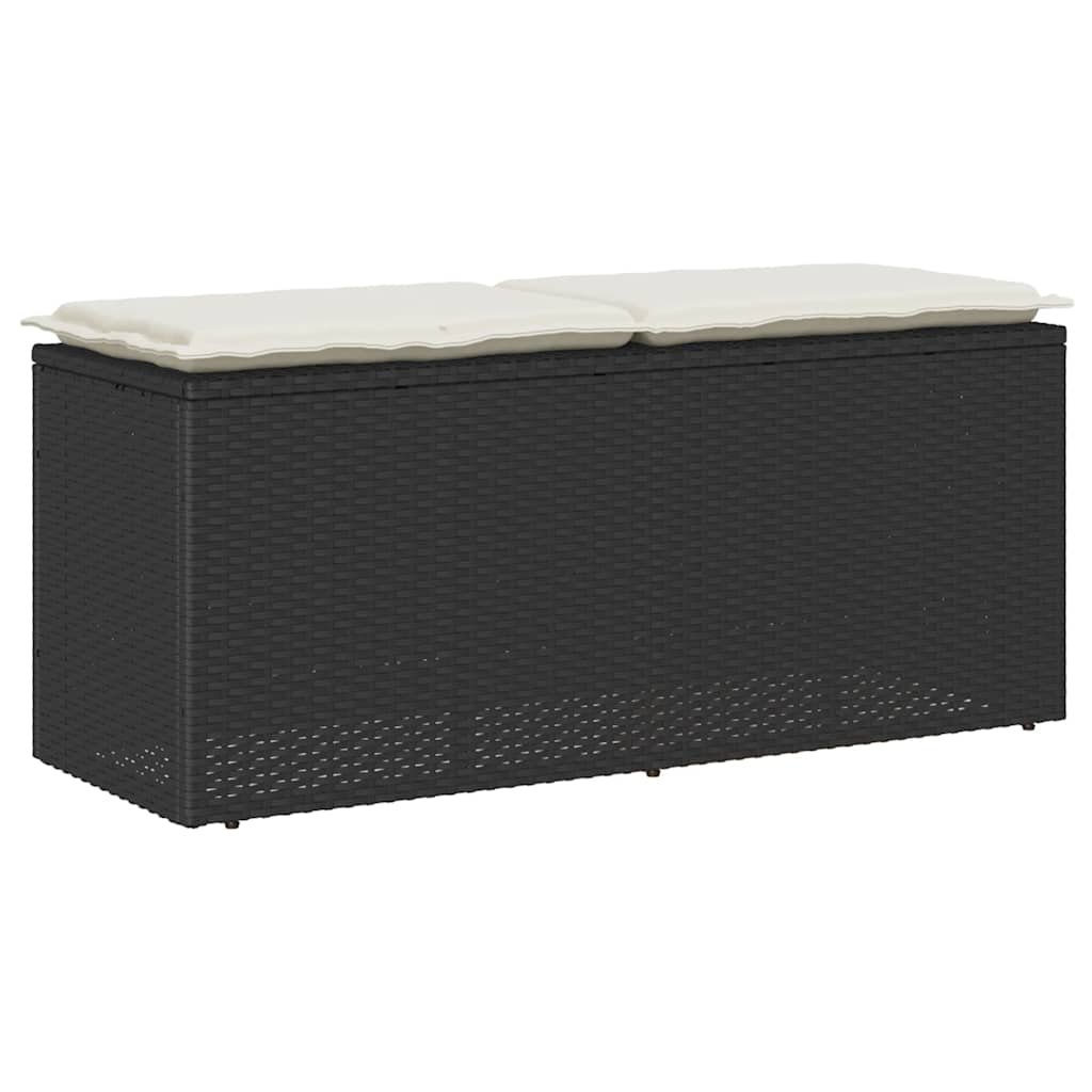 vidaXL Bancă de grădină cu pernă, negru, 110x50x58 cm, poliratan vidaXL Bancă de grădină cu pernă, negru, 110x50x58 cm, poliratan